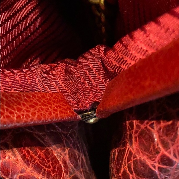 LOCKHART red embossed leather large satchel new! - Picture 10 of 16